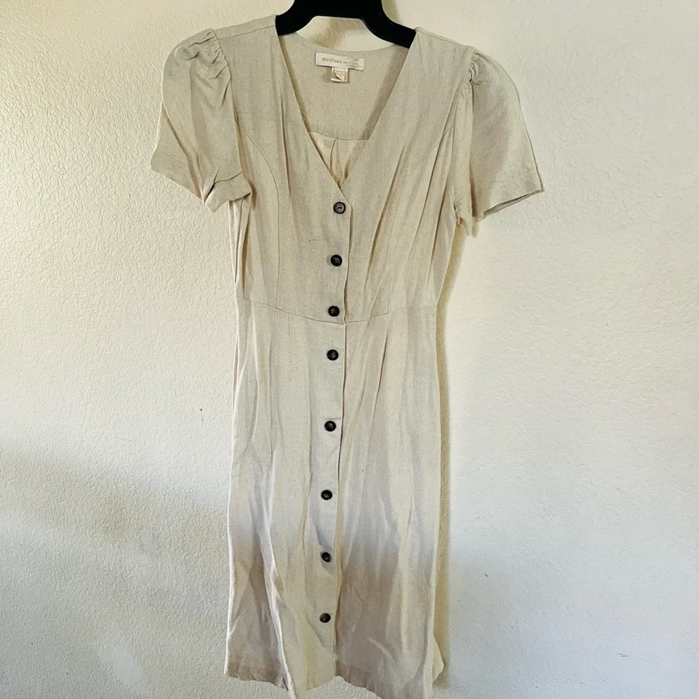 Monteau Cream Button-Front Midi Dress - Picture 2 of 10